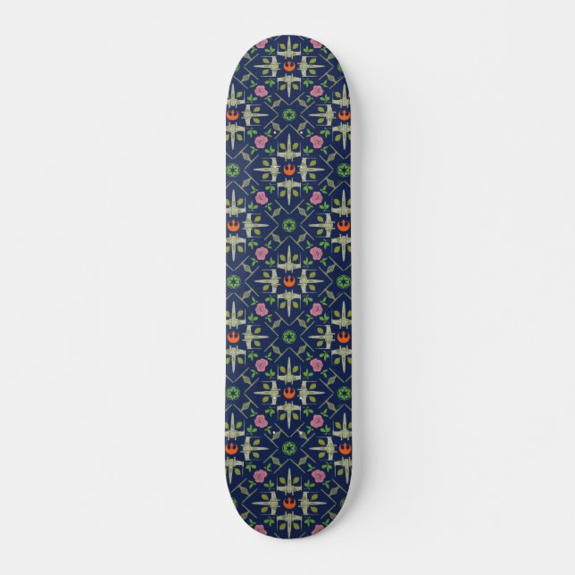 Star Wars Symbols & Vehicles Floral Pattern Skateboard (Front)