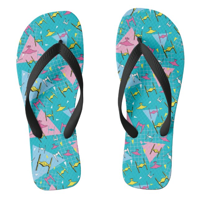 Star Wars Vehicles Neon 90's Pattern Flip Flops (Footbed)