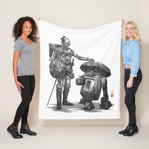 Star Wars Visions _ The Duel  C_3PO  R2_D2 Fleece Blanket