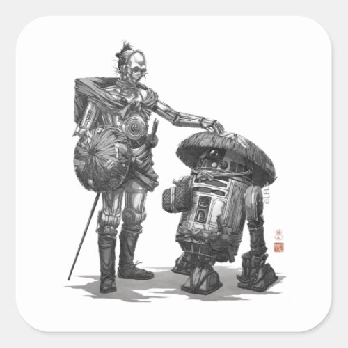 Star Wars Visions _ The Duel  C_3PO  R2_D2 Square Sticker