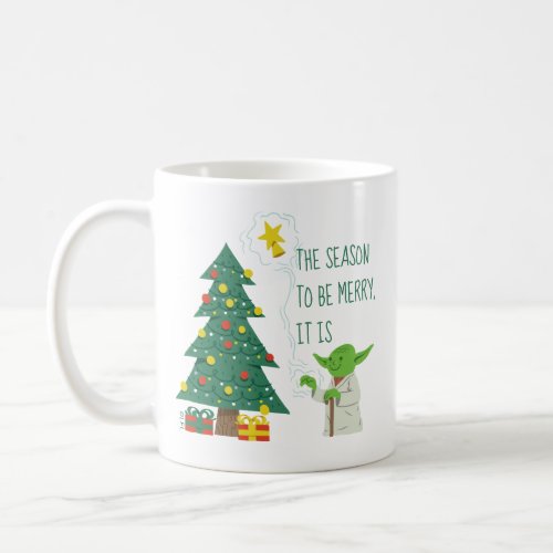 Star Wars Yoda Placing Star on Christmas Tree Coffee Mug
