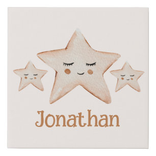 Star Watercolor Nursery Faux Canvas Print
