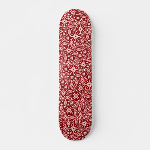 Star Wheel Abstract _ Ruby Red on White Skateboard