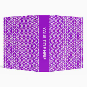 Star Wheel Pattern (1.5in) - Purple and White 3 Ring Binder