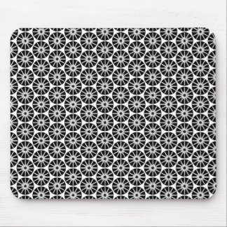 Star Wheel Pattern - Black on White Mouse Pad