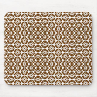 Star Wheel Pattern - Brown on White Mouse Pad
