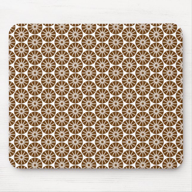 Star Wheel Pattern - Brown on White Mouse Pad (Front)