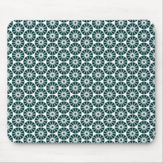 Star Wheel Pattern - Dark Green on White Mouse Pad