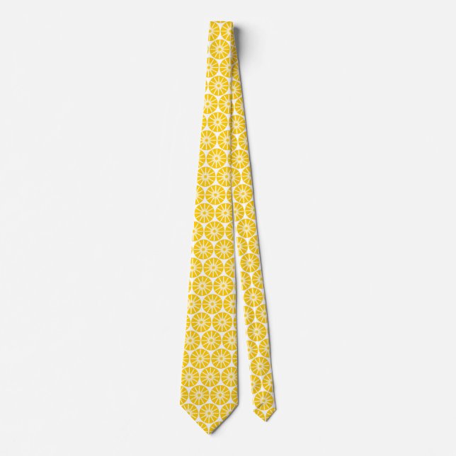 Star Wheel Pattern II - Amber on White Neck Tie (Front)