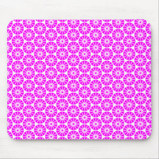 Star Wheel Pattern - Magenta on White Mouse Pad