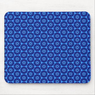 Star Wheel Pattern - Navy Blue on Blue 3399FF Mouse Pad