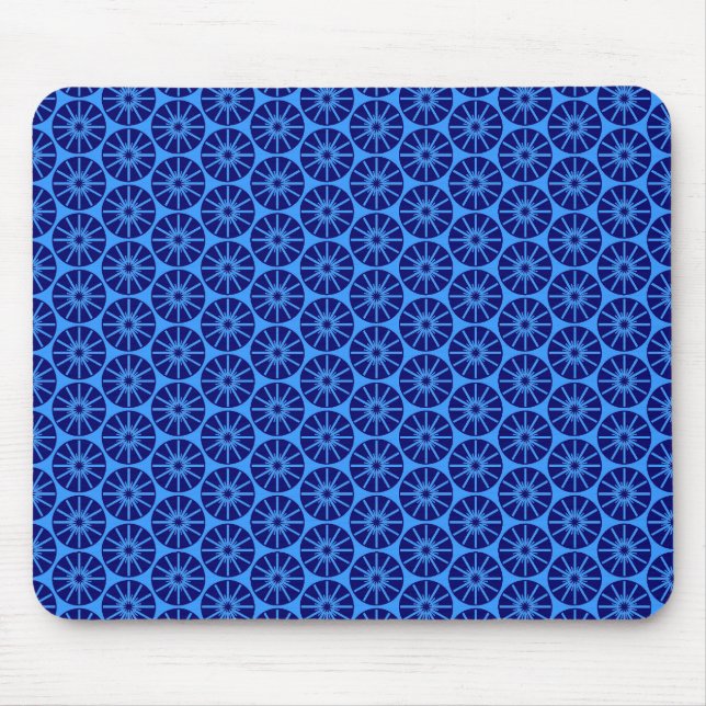 Star Wheel Pattern - Navy Blue on Blue 3399FF Mouse Pad (Front)