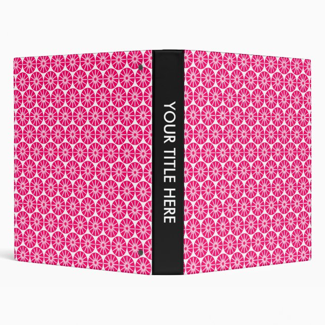 Star Wheel Pattern - Neon Red and White 3 Ring Binder (Background)