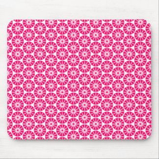 Star Wheel Pattern - Neon Red on White Mouse Pad