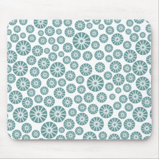 Star Wheel Pattern - Ocean Green on White Mouse Pad