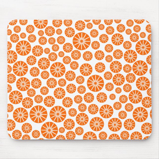 Star Wheel Pattern - Orange on White Mouse Pad (Front)