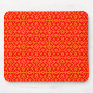 Star Wheel Pattern - Red on Orange Mouse Pad