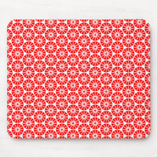 Star Wheel Pattern - Red on White Mouse Pad