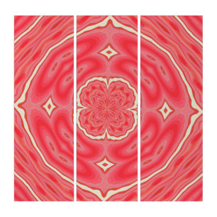 Star White And Red Clover Kaleidoscope Triptych