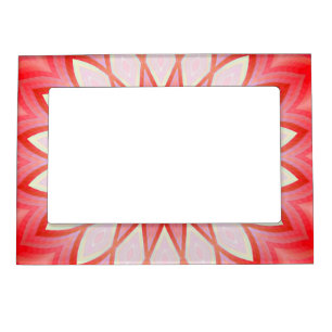 Star White And Red Kaleidoscope Floral Mandala Magnetic Frame