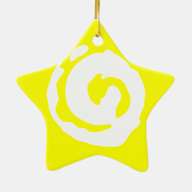 Star With Koru Symbol Ceramic Ornament (Back)