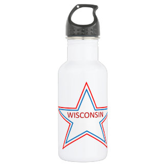 Star with Wisconsin in it. Stainless Steel Water Bottle
