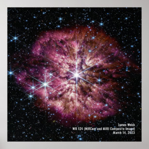 Star Wolf-Rayet 124 (WR 124) NIRCam and MIRI Image Poster