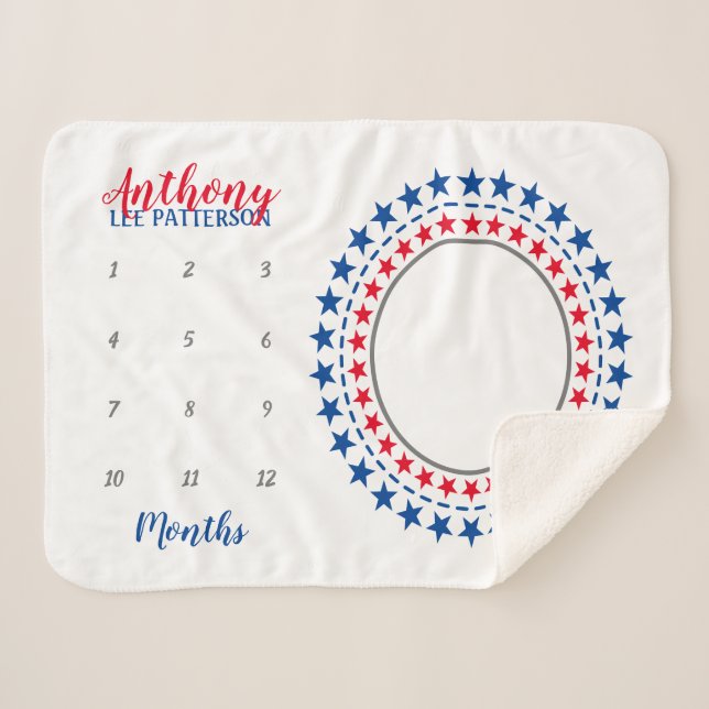 Star Wreath Baby Milestone Photo Sherpa Blanket (Front (Horizontal))