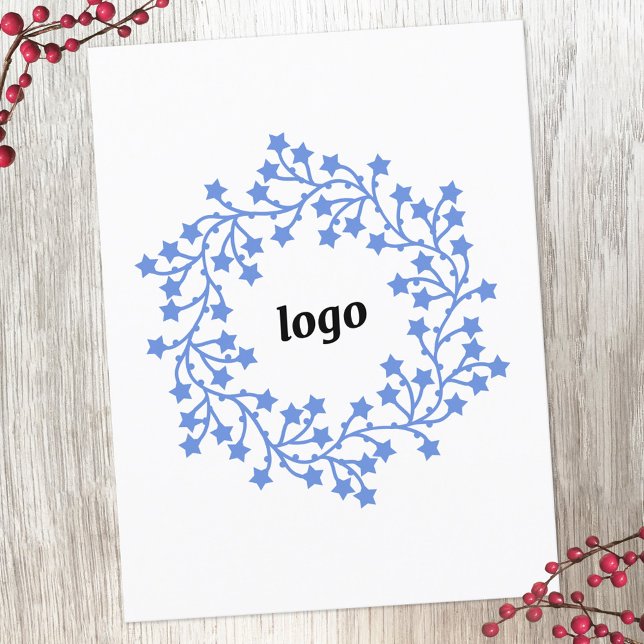 Star Wreath Logo Business Holiday Postcard (Logo wreath business promotional holiday postcard)