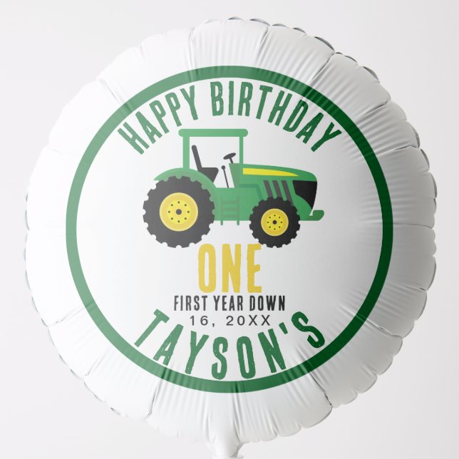 Star Your Tractor 1st Birthday | Farm Theme Balloon (Front)