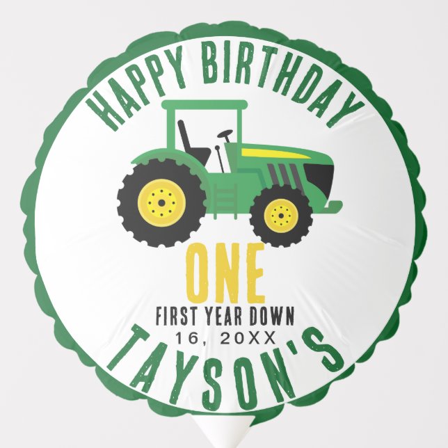 Star Your Tractor 1st Birthday | Farm Theme Balloon (Front)