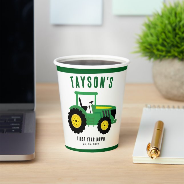 Star Your Tractor 1st Birthday | Farm Theme Paper Cups (Insitu)