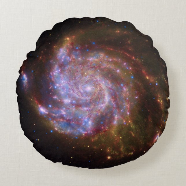 Starbirth in the Pinwheel:  M101 Galaxy Round Pillow (Front)