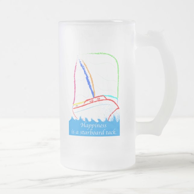 Starboard Tack Frosted Glass Beer Mug (Right)