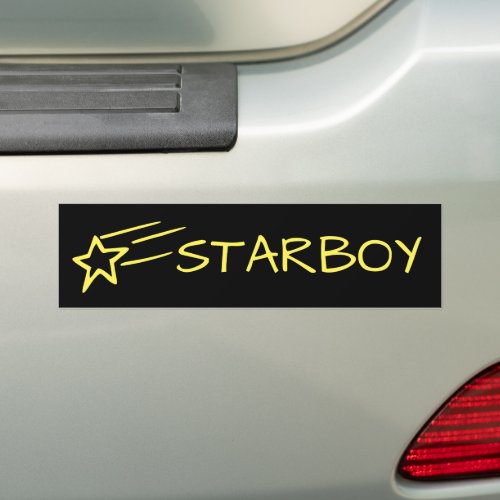 STARBOY and Shooting Star Customizable Yellow Bumper Sticker
