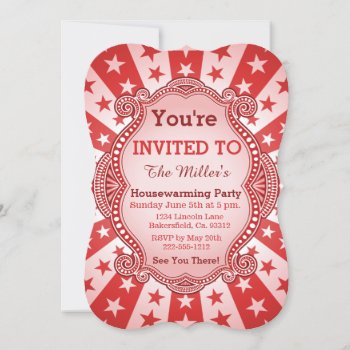 Starburst And Dots Red And Pink Invitation by StarStruckDezigns at Zazzle