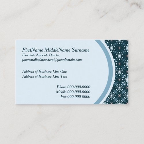 Starburst and Lines Mid Century Pattern Blue Business Card