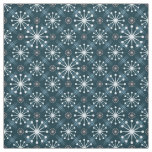 Starburst and Lines Mid Century Pattern Blue Fabric