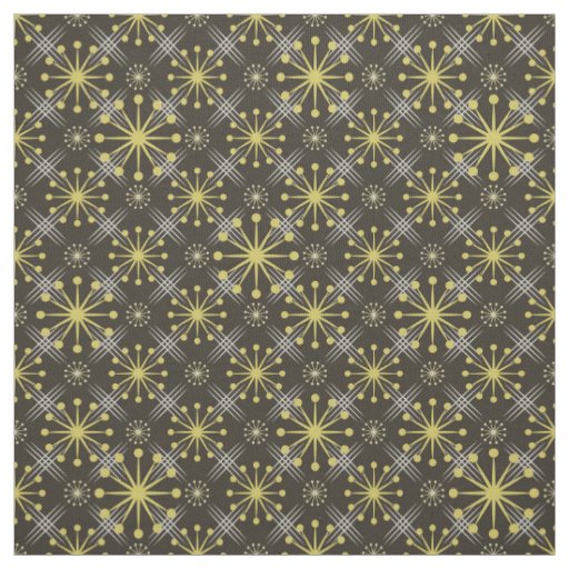 Starburst and Lines Mid Century Pattern Earth Hues Fabric