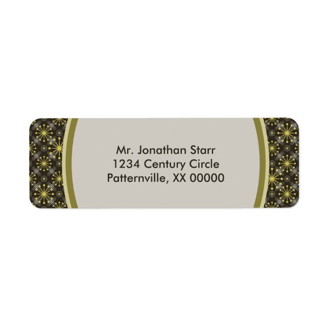 Starburst and Lines Mid Century Pattern Earth Hues Label (Front)
