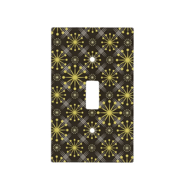 Starburst and Lines Mid Century Pattern Earth Hues Light Switch Cover (Front)