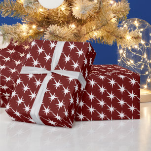 Starburst Burgundy and white Pattern Wrapping Paper
