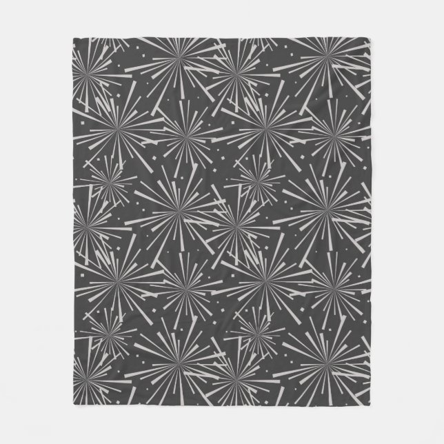 Starburst Charcoal Gray and Taupe Fleece Blanket (Front)