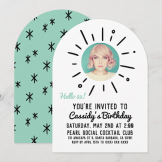 STARBURST | Custom Simple & Chic Photo Birthday Invitation