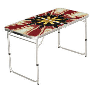 Starburst Deep Crimson & Gold Luxury Game Table