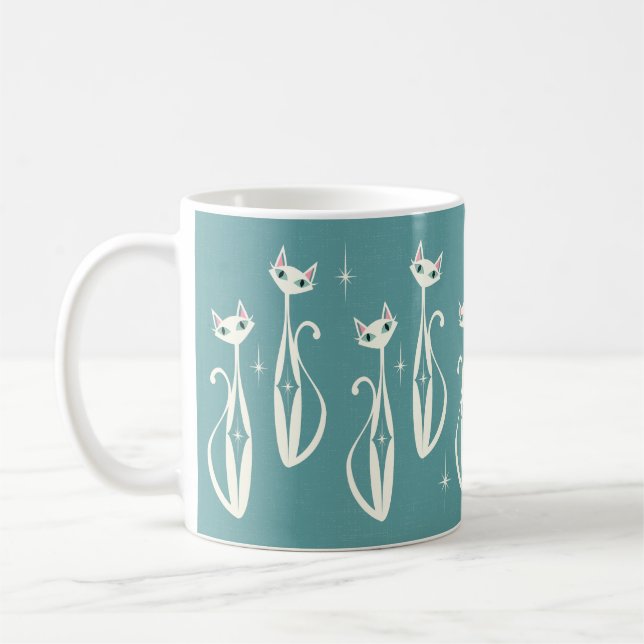 Starburst Diamond Cats on Blue Coffee Mug (Left)