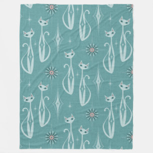 Starburst Diamond Cats on Blue Fleece Blanket