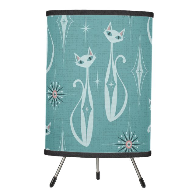 Starburst Diamond Cats on Blue LG Scale Tripod Lamp (Front)