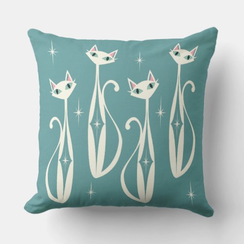 Starburst Diamond Cats Throw Pillow