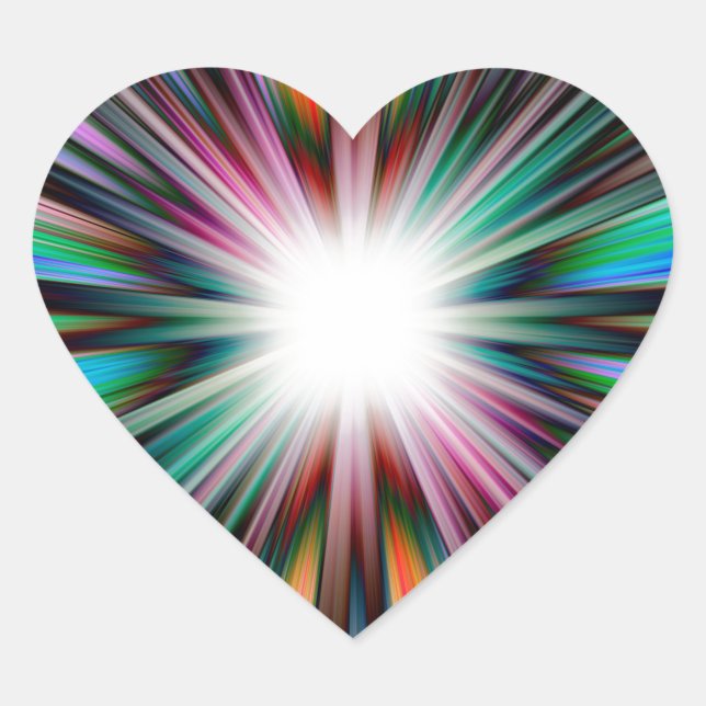 Starburst explosion pattern heart sticker (Front)